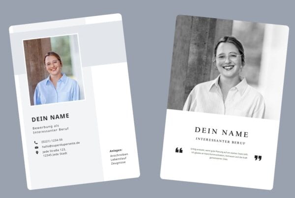 Deckblatt für Bewerbung zwei Beispiele
